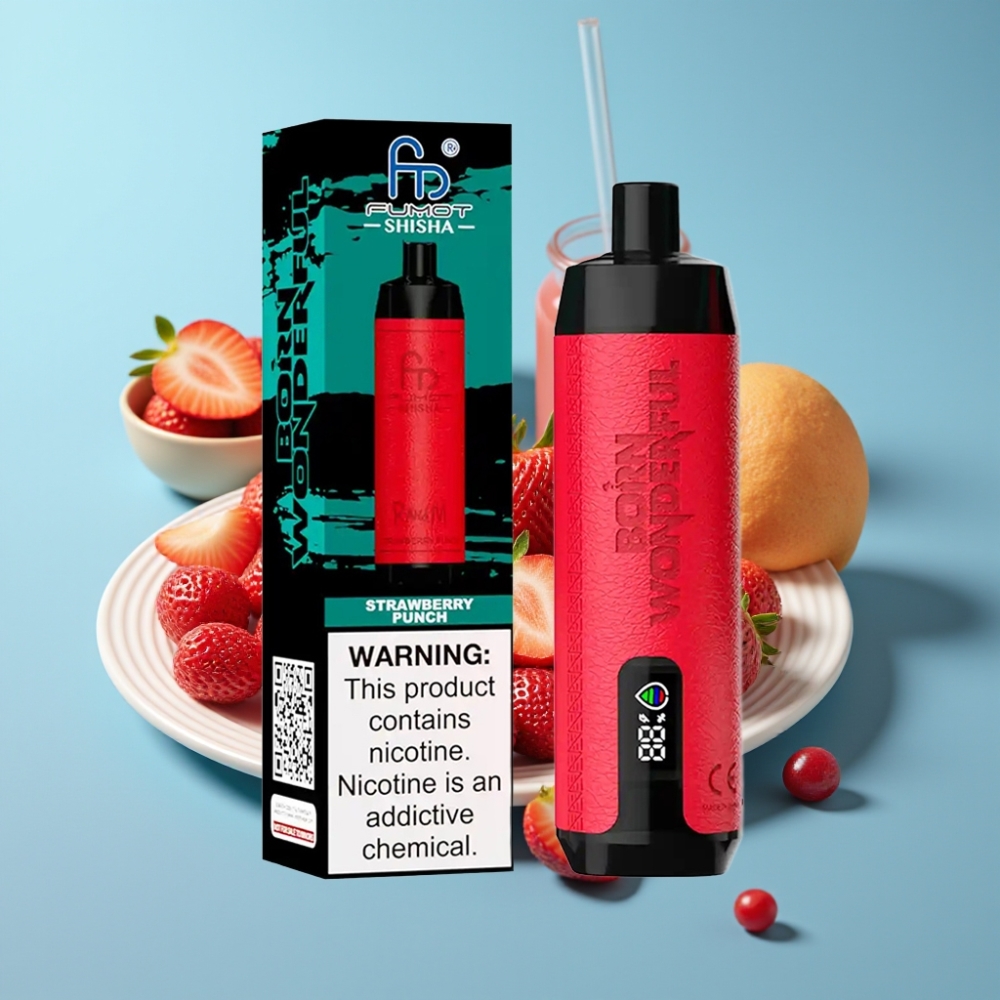 RandM Fumot Shisha 10000 Puffs 18ml Strawberry Punch Disposable Vape