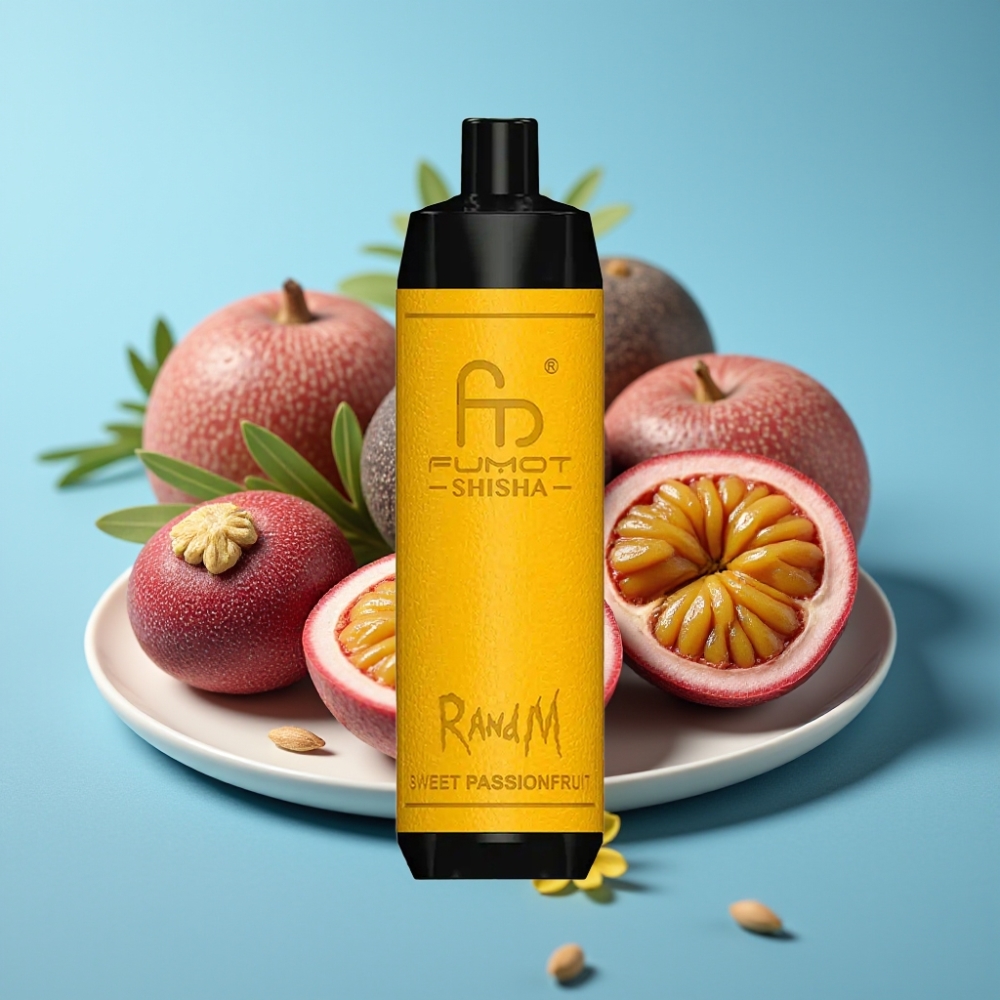 RandM Fumot Shisha 10000 Puffs 18ml Sweet Passion Fruit Disposable Vape