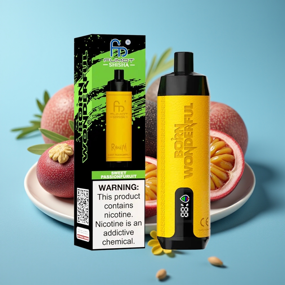 RandM Fumot Shisha 10000 Puffs 18ml Sweet Passion Fruit Disposable Vape