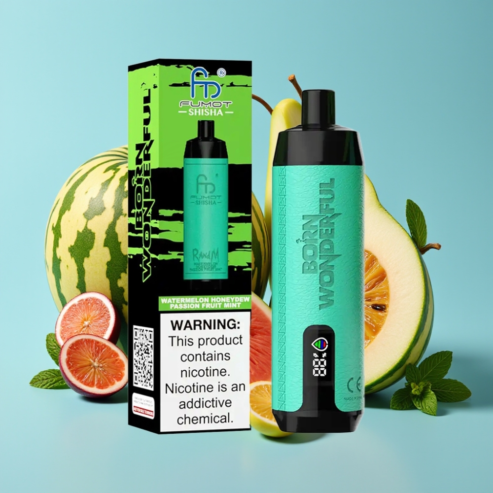 RandM Fumot Shisha 10000 Puffs 18ml Type-C Watermelon Honeydew Passion Fruit Mint