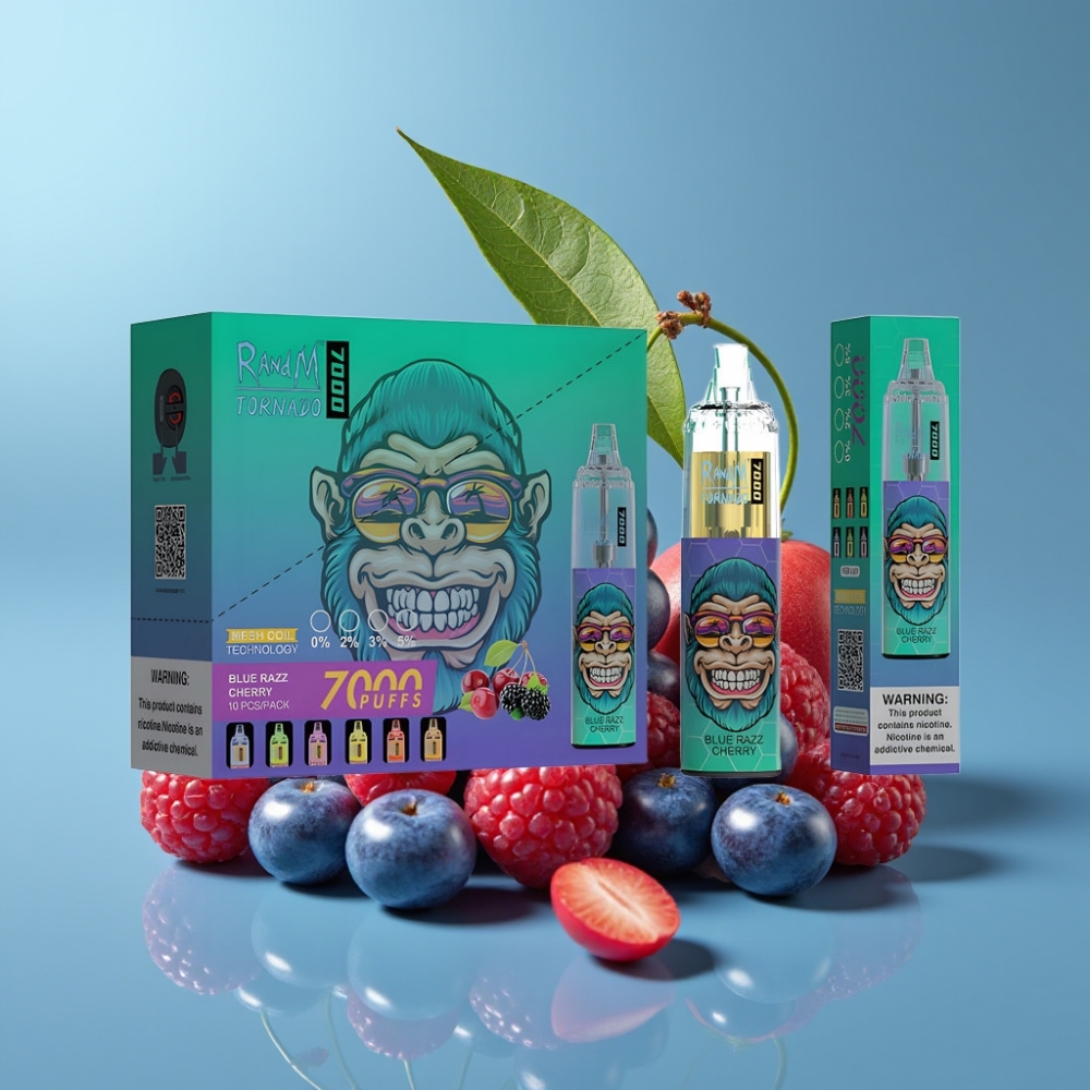 Fumot Tornado 7000 Puffs 14ML Mesh Type-C RGB Air-Adjustable Blue Razz Cherry