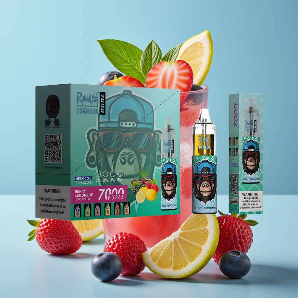 Fumot Tornado 7000 Puffs 14ML Mesh Type-C RGB Berry Lemonade Disposable Vape
