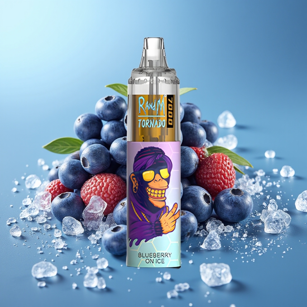 RandM Fumot Tornado 7000 Puffs 14ML Mesh Coil Type-C RGB Blueberry On Ice