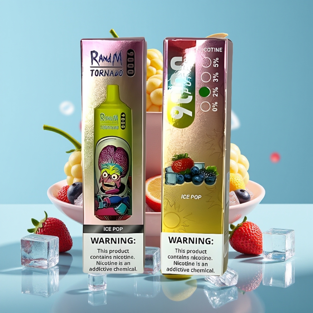 RandM Tornado 9000 Puffs 850mAh 18mL Mesh Coil RGB Display Ice Pop