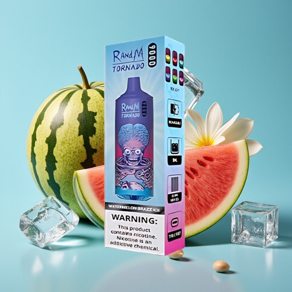 RandM Tornado 9000 Puffs 850mAh 18mL Mesh Coil RGB Watermelon Brazz Ice