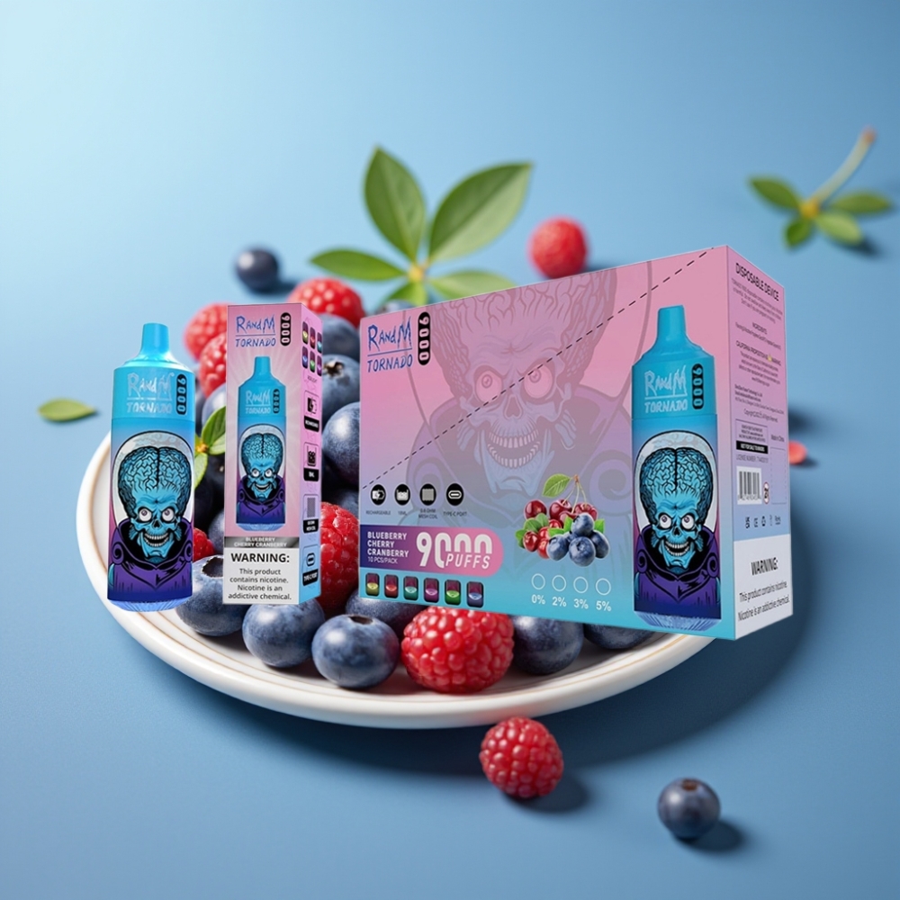 RandM Tornado 9000 Puffs 850mAh 18mL Mesh RGB Blueberry Cherry Cranberry