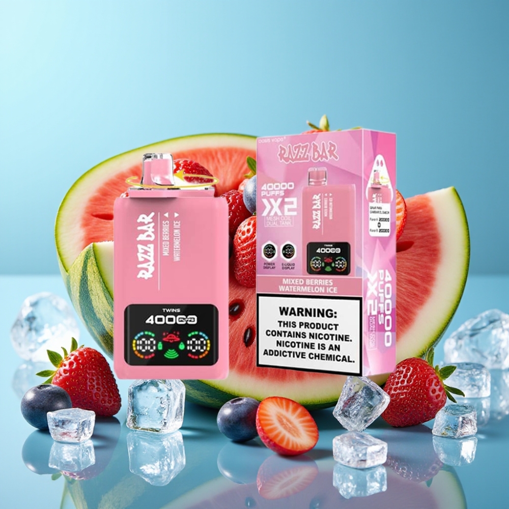 Razz Bar 40000 Puffs Power Screen Dual Mesh 650mAh Mixed Berries & Watermelon Ice