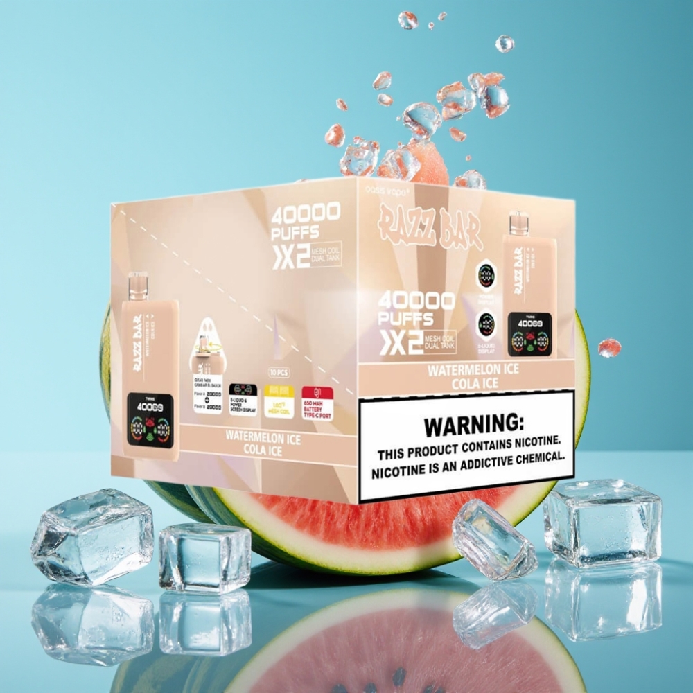 Razz Bar 40000 Puffs Power Screen Mesh Coil Type-C WATERMELON ICE & COLA ICE
