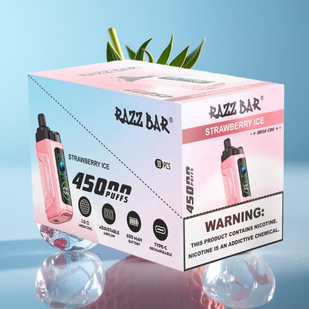 Razz Bar 45000 Puffs Adjustable Airflow Strawberry Ice Disposable Vape