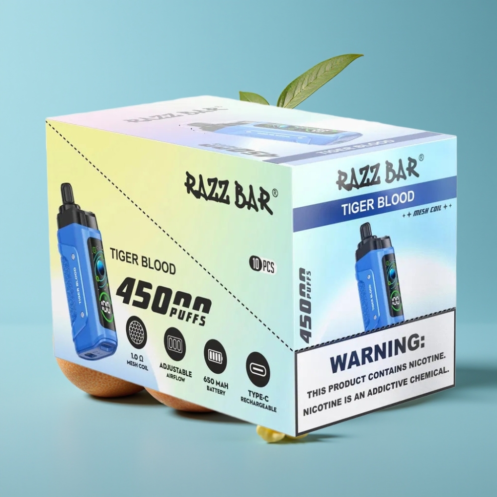 Razz Bar 45000 Puffs Adjustable Airflow Tiger Blood Disposable Vape