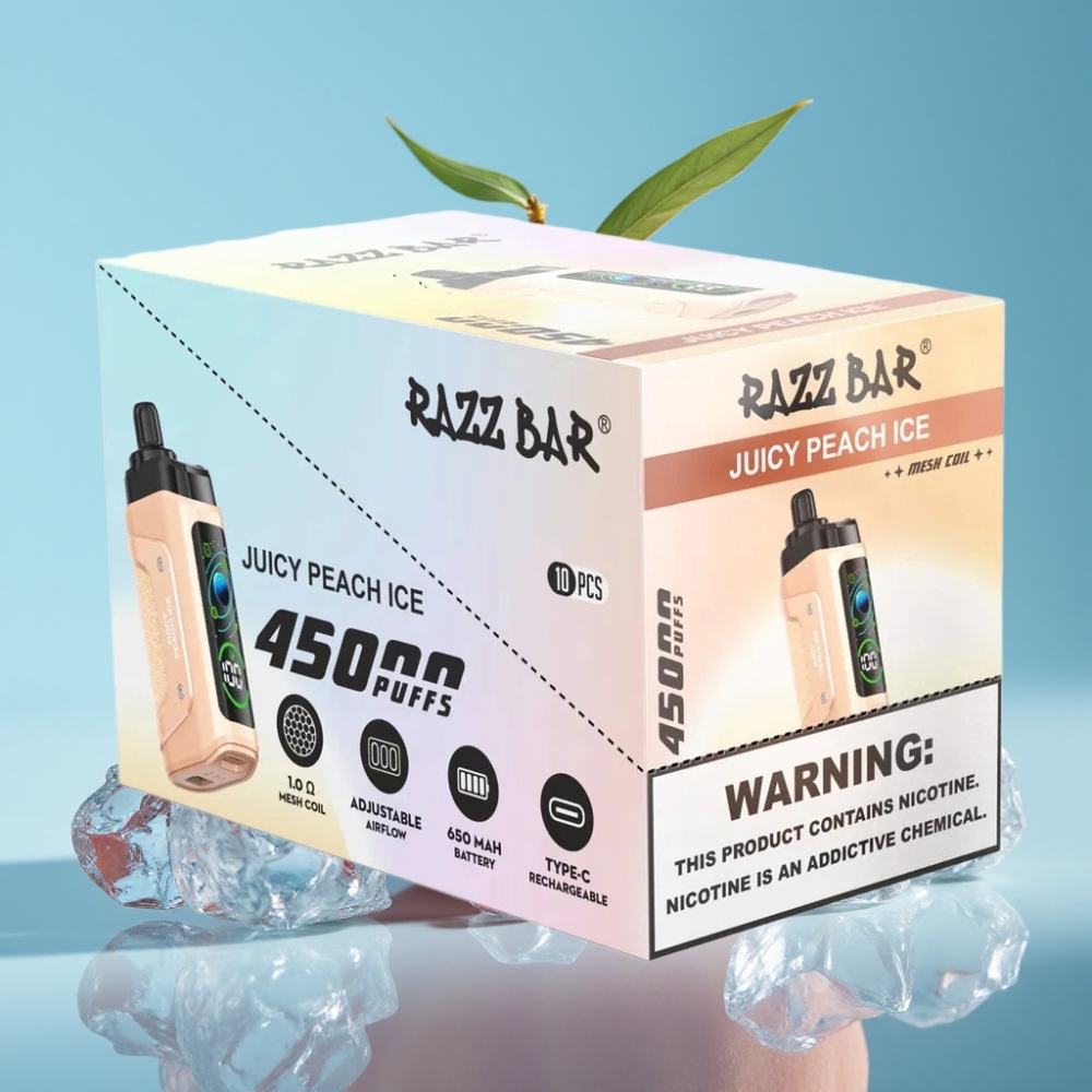 Razz Bar 45000 Puffs Mesh Adjustable Airflow Juicy Peach Ice