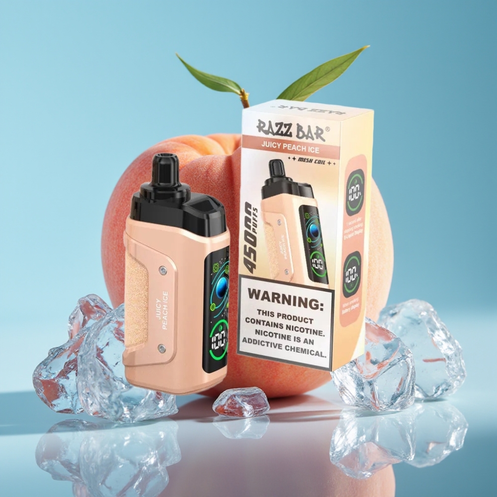 Razz Bar 45000 Puffs Mesh Adjustable Airflow Juicy Peach Ice