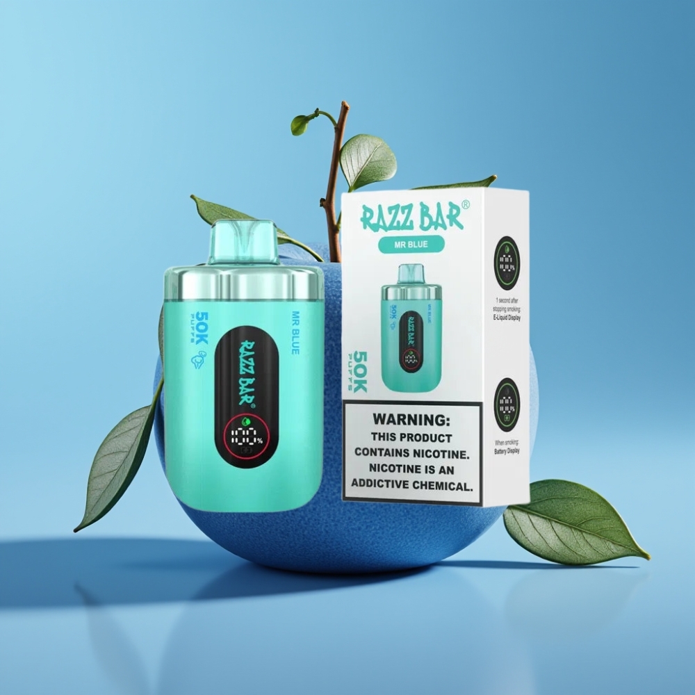 Razz Bar 50K Puffs 1.0 Ohm Mesh 650mAh Type-C Mr Blue vape Canada wholesale