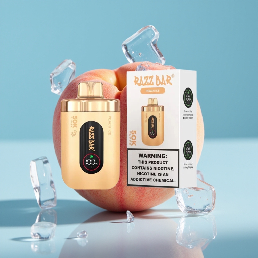 Razz Bar 50K Puffs 1.0 Ohm Mesh 650mAh Type-C Peach Ice vape Canada wholesale