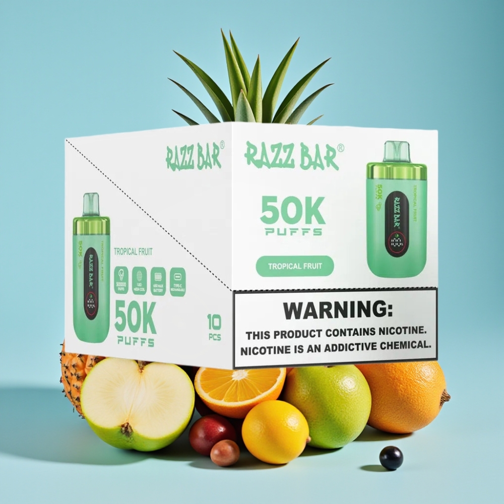Razz Bar 50K Puffs 1.0 Ohm Mesh 650mAh Type-C Tropical Fruit