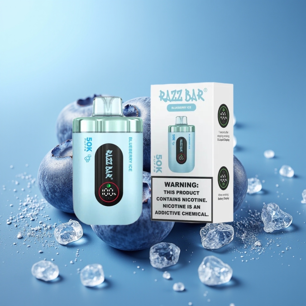 Razz Bar 50K Puffs 1.0 Ohm Mesh Type-C Blueberry Ice vape Canada wholesale