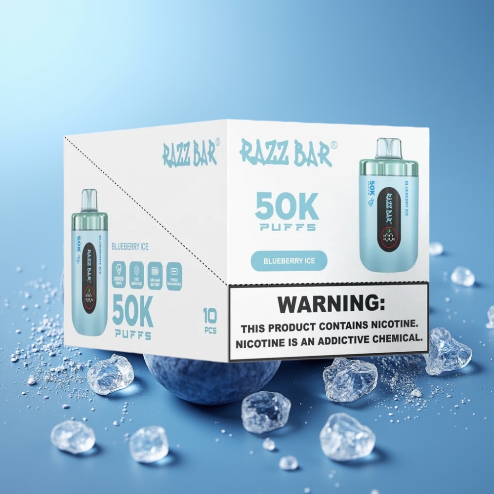 Razz Bar 50K Puffs 1.0 Ohm Mesh Type-C Blueberry Ice vape Canada wholesale
