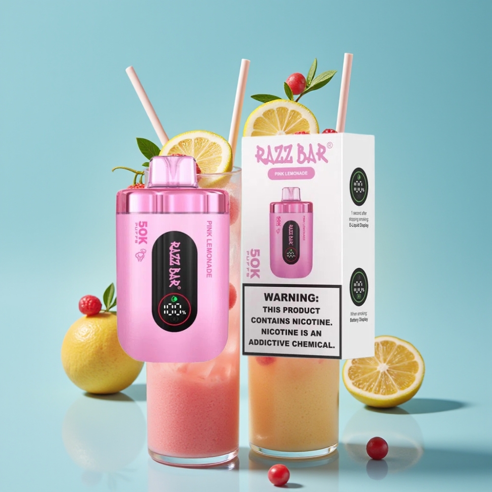 Razz Bar 50K Puffs Pink Lemonade 1.0 Ohm Mesh 650mAh Type-C 2% Nicotine