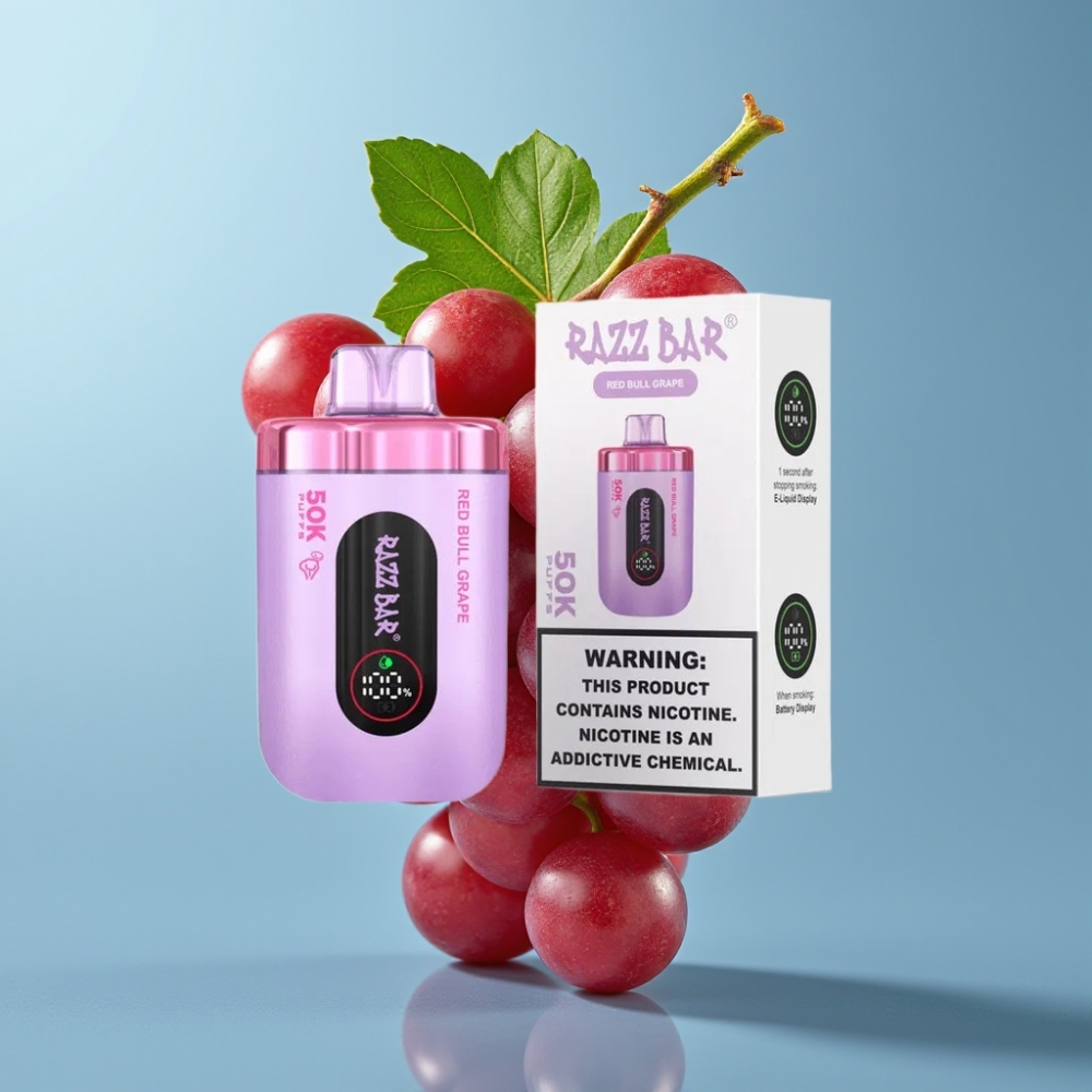 Razz Bar 50K Puffs Red Bull Grape Mesh Coil Type-C Rechargeable