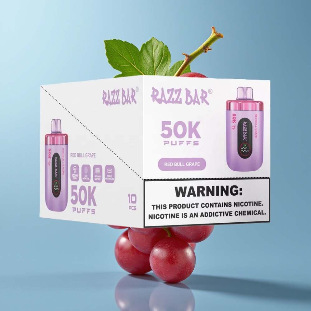 Razz Bar 50K Puffs Red Bull Grape Mesh Coil Type-C Rechargeable